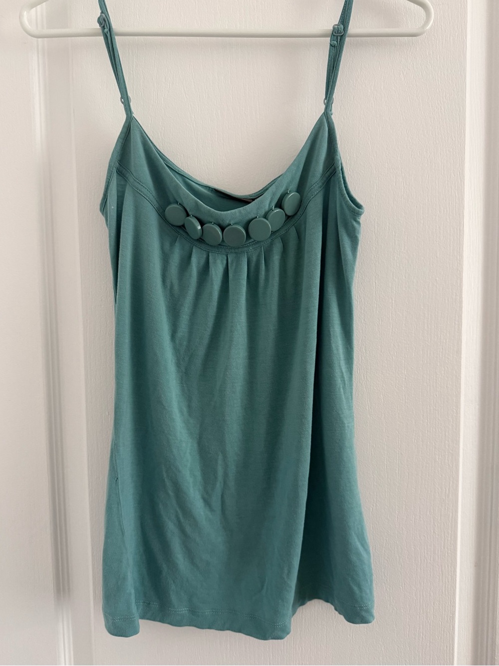 Mexx Vintage Teal Viscose Camisole Tank Top with Button Detail - Size Medium